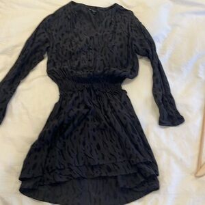 Rails dress, size small, long sleeve, charcoal grey and black print